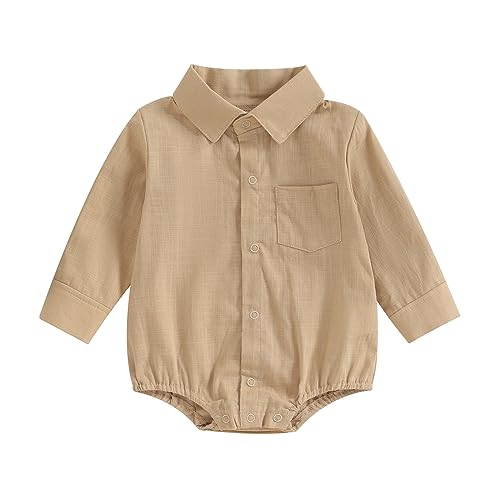 Baby Boy Button Down Long Sleeve Romper