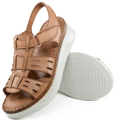 Sandales de pêcheur confortables femme en cuir véritable Lusco