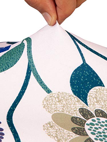 Image of Cortina Dining Chair Slipcovers | Protection Chair Covers | Floral Print, Removable, Washable | Universal Fit Soft Stretchy Polyester Spandex | Living Room, Kitchen, Party | Pack of 1, White 2