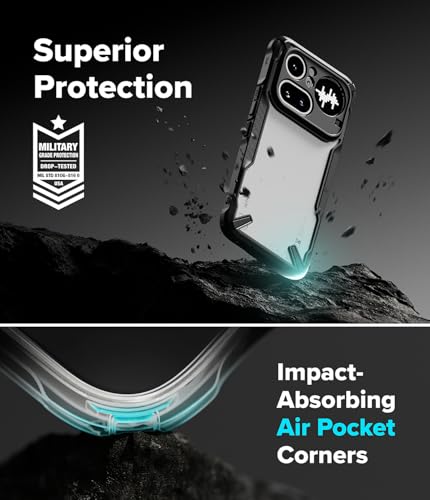 Image of Ringke Fusion-X Compatible with iPhone Series Case Back Cover Transparent Hard Back Soft Flexible TPU Bumper Scratch Resistant Shockproof Protection (Black, Nothing Phone (4a))