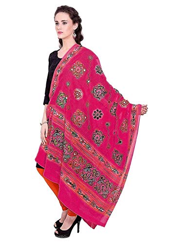 BLACK MACY Women's Embroidered Cotton Dupatta