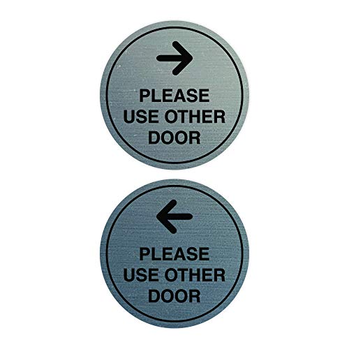 Panneau Circle Please Use Other Door en argent brossé Signs ByLITA
