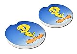 Elektroplate Officially Licensed Looney Tunes Tweety Bird Automotive Ceramic Coasters (2.6' Diameter) | Universal Fit for All Cars, Trucks, SUVs, and More | Absorbent Non-Slip Durable | Set of 2