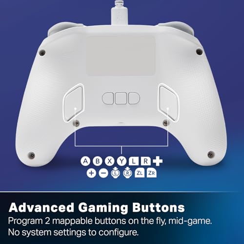 Image of PowerA Advantage Wired Controller for Nintendo Switch 2 with Lumectra - White, Officially Licensed, RGB Lighting, Hall Effects, Mappable Buttons, C Button, Pro Controller
