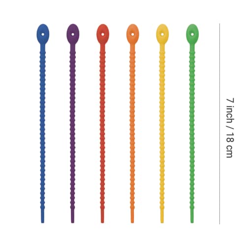 Teeo - Reusable Twist Ties - Cable Organizer - Silicone Zip Ties - Cord Wrap - Organizer Cord Management, Electronics Wire Strips Rubber And Gear Zip Tie Straps - 7 Inches 15-Pack, Black #TOP1