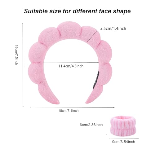 KYHYFJMD Spa Headbands for Washing Face Soft Puffy Bubble Headbands Wristband for Women Girls Makeup Skin Care Facial Beauty Shower Towel Hairband