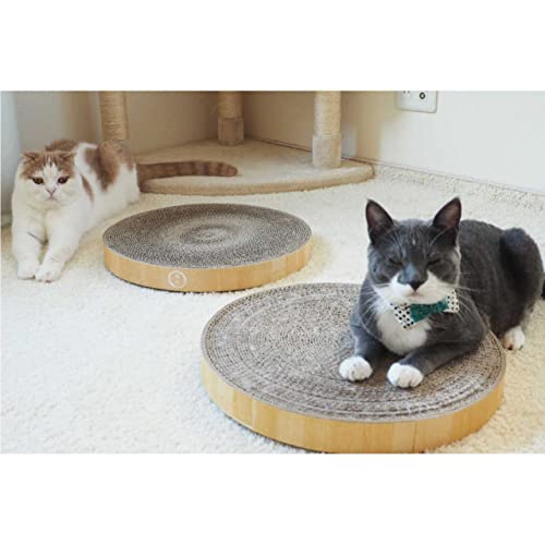 Image of Necoichi Cat Scratcher Bowl Replacement for Indoor Cats - Cat Scratching Lounger with Reversible Usability and Extra Comfort for Lounge, Cardboard Bed Couch / (XL, Oak)