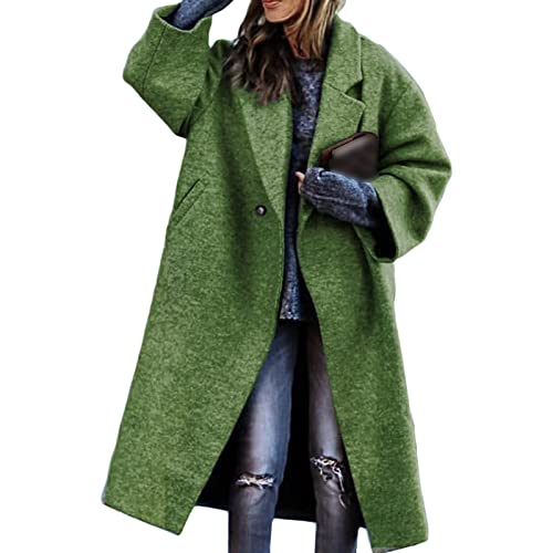 Caban en laine long femme veste hiver oversize manches longues revers