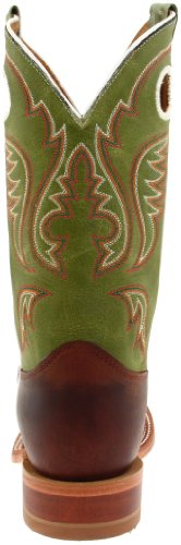 Justin Boots Men's U.S.A. Bent Rail Collection 11" Boot Wide Square Double Stitch Toe Leather Outsole,Cognac Ponteggio/Green Cow,7.5 EE US - Thumbnail 3