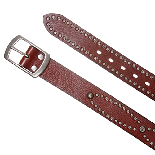Western Snap on Hammered Rivet Silver Circle Metal Studded Cowhide Leather Belt3