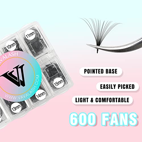Vavalash 600 Fans Premade Fans Eyelash Extensions 5D 6D 7D 8D 10D 12D 14D 16D 24D Premade Lash Fans 8-15Mm Mixed Length Promade Loose Fans Thin Base Premade Volume Lash Extension(16D-0.05-D-8-15Mm) #TOP1