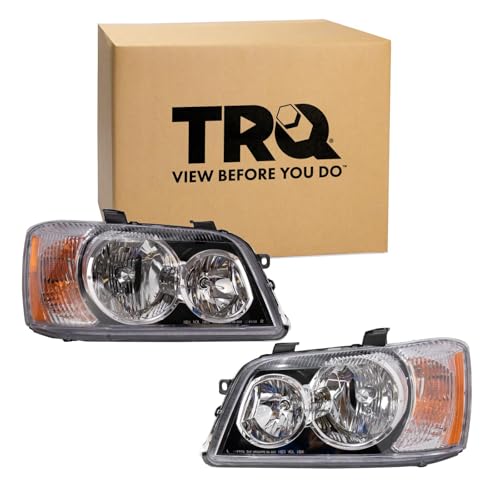 Image of TRQ Driver and Passenger Side Headlight Assembly 2 Piece Set Compatible with 2001-2003 Toyota Highlander