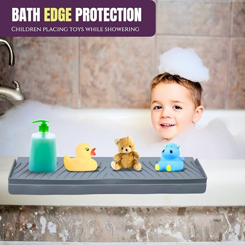 Image of Silicone Sink Splash Guard for Kitchen Basin - Flexible Kitchen Sink Water Splash Guard, Anti-Splash Sink Guard for Kitchen Counter (Grey,4x20 inches)