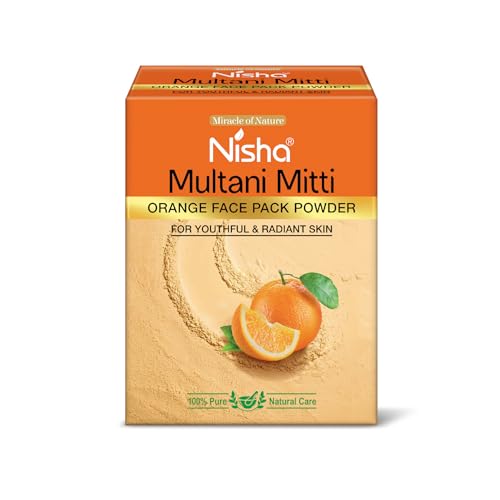 Image of Nisha Orange Multani Mitti for Face 100g | Fuller's Earth Powder | Natural Oil Control, Acne & Tan Removal | Skin Brightening Face Pack