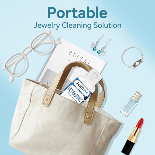 Image of JeaTone Ultrasonic Jewelry Cleaner Solution for Ultrasonic Machine, 50ml | Remove Odors Discoloration & Stains, Peach Eco Gentle Formula, High Yield Dilution, Safe On Diamonds, Gold, Silver, Rings