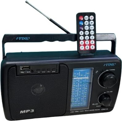 Image of FINE 3 Band FM /AM Radio with Bluetooth USB /TF, Remote FM Radio (Black)