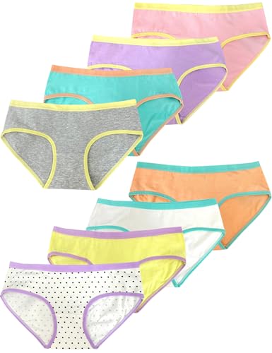 Kiench Teen Girls Underwear Cotton Briefs Panties Pack of 8