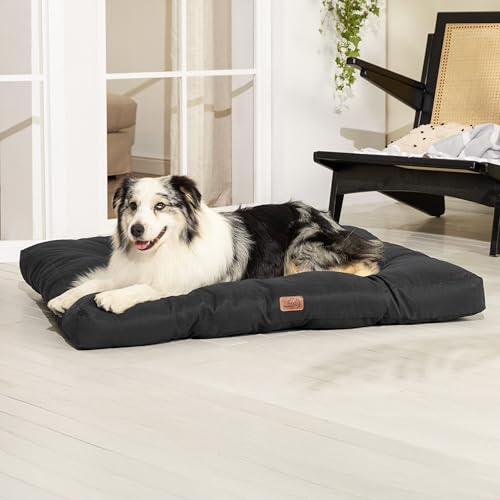 BEDSURE Hundekissen große Hunde waschbar - 111x89cm hundematratze XXL für große, mittelgroße Hunde Outdoor gepolstert Hundematte tiefschwarz in 10cm Höhe, groß XL Hundebett für Haustiere