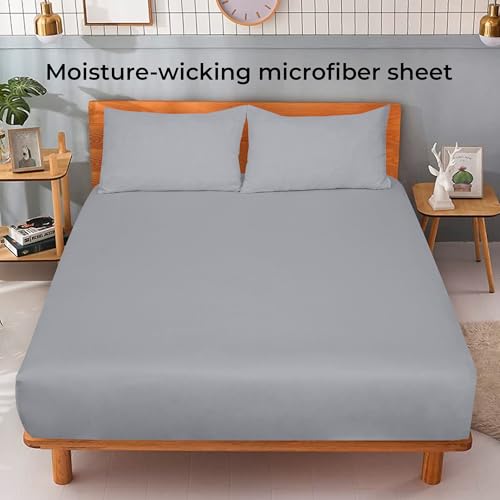 Image of Royale Linens Fitted Sheet Queen - Ultra Soft 1800 Brushed Microfiber - Hotel Luxury Bottom Sheets - Wrinkle Free & Fade Resistant - Deep Pocket Fitted Sheet Only (Queen, Silver)