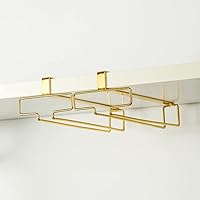 Vista 1 de LINFIDITE Soporte dorado para copas de vino debajo del gabinete, paquete de 2, ahorro de espacio, fácil instalación, antideslizante, diseño