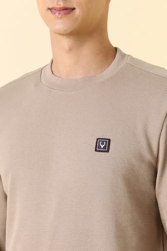 Image of Allen Solly Men's Cotton Blend Crew Neck Solid Casual Sweatshirt