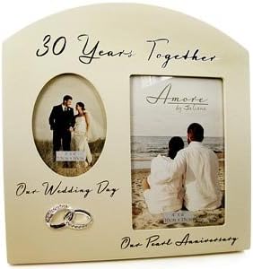 Double 30th Pearl Wedding Anniversary Photo Frame for Wedding Day and Anniversary photographs Sentimental Keepsake Picture Frame