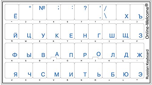 Pegatinas transparentes de teclado ruso en azul miniatura 3