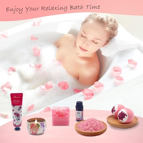 Pamper Gifts for Women, Rose Hampers Care Package For Mum Wife Friend Sister, Relaxing Spa Bath Set Gifts Basket, Self Care Gift for Her, Get Well Soon Thank You Gift Set, Birthday Wedding Present - Image 4