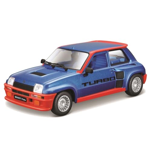 Bburago - Renault 5 Turbo, Samochód Diecast Skala 1:24, Szczegółowa Replika z Otwieranymi Drzwiami, Dostępny w Kolorze Niebieskim i Czerwonym, Licencja Renault, Wiek 3+