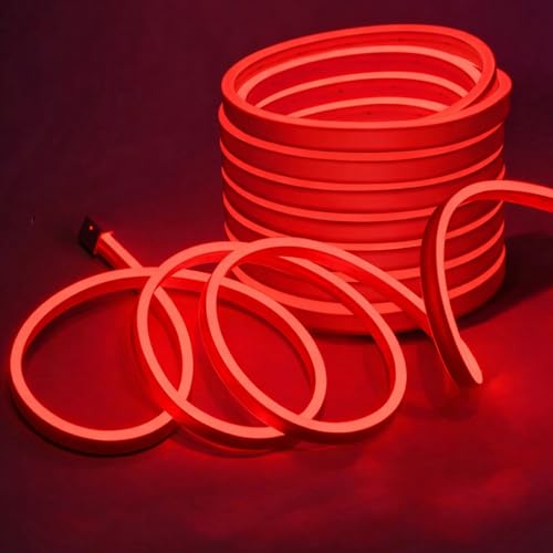 Image of NEWNESS 13.2 Feet Red Neon LED Strip Lights | IP65 Waterproof Flexible Silicone Rope Light with 12V Power Adapter for Home Decor