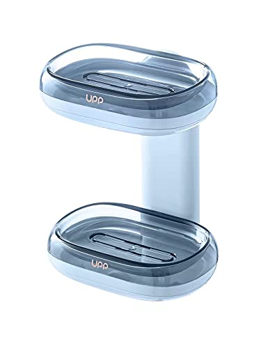 Pfctrjr Shower Soap Holder, Double Layer Soap Dish With Draining Tray, Wall Mounted Bar Soap Holder, Adhesive Soap Saver Box Case For Shower Wall,Bathroom,Sink,Tub,Waterfall (Blue) #TOP17