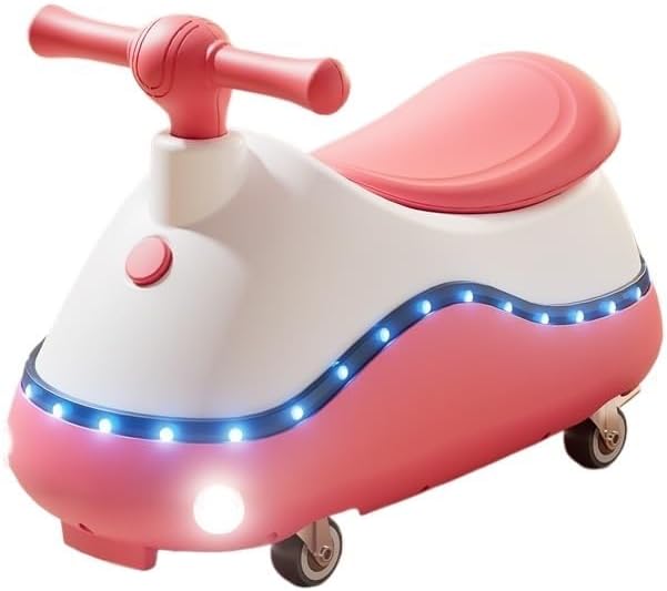 Swing Car Peanut Shape with Music Light No Pedal Anti-Rollover Swing Silent Wheels Durable and Safe(Blue)