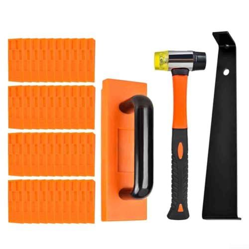Kit de instalación de pisos de madera laminada, juego de paneles con 40 juntas pequeñas, herramienta de montaje de piso, bloque de goma para tapar, mazo de doble cara