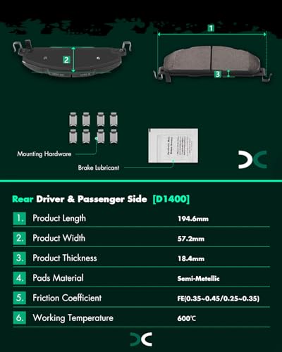 Image of SCITOO D1399 D1400 Front Metal Rear Semi-Metal Brake Pad Sets | 2009-2010 For Dodge For Ram 2500,2009-2010 For Ram 3500,2012 For Ram For 1500,2011-2018 For 2500,2011-2018 For 3500