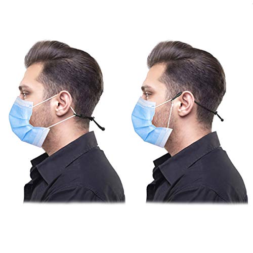 Hx Aurize Extra Long Mask Strap Extenders Adjustable Black 4 Pcs #TOP1