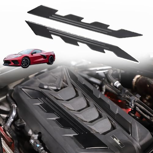 Image of Sekhyna Engine Bay Panel Cover Trim 2PCS Compatible with Corvette C8 Stingray 2020-2025 Engine Cover Left Right Protective High Temperature Resistance Cover Trim Accessories (Black)