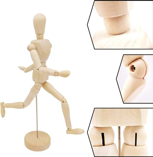2-Pack 12" Drawing Hand Model,8" Artist Wooden Mannequin Figure Human People Dolls Manikin Supplies Stop Motion Figure Kit,Art Wooden Tools Posable Figure for Drawing,Painting,Sketching - Thumbnail 6