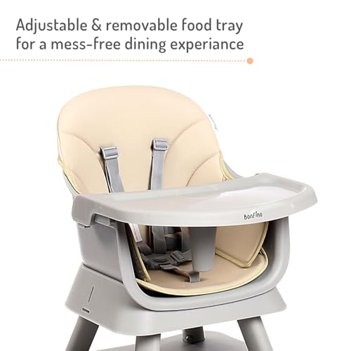 Image of Bonfino Bliss 6-in-1 Premium High Chair for Baby, Convertible Booster Seat, Study & Game Table with Removable Tray, Feeding Chairs for 6 Months to 3 Years, 5-point Safety Harness, Anti Skid Legs (Grey)