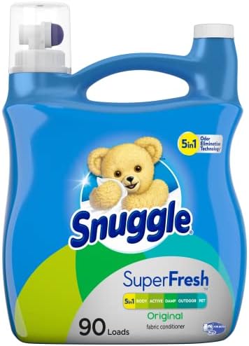 Snuggle Plus Super Fresh Liquid Fabric Softener with Odor Eliminating Technology, Original, 95 Fluid Ounces, 90 Loads