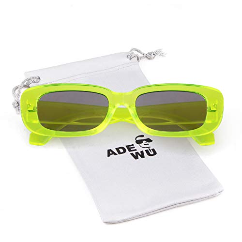 Image of ADE WU Rectangle Sunglasses for Women Men Retro 90s Sunglasses Trendy Black Tortoise Shell Glasses Y2K