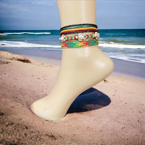 LAVIP Leather Rasta Plaided Hippie Braid Bracelet Cord Hemp Handmade Reggae Jamaican Hawaiien Style for men women4