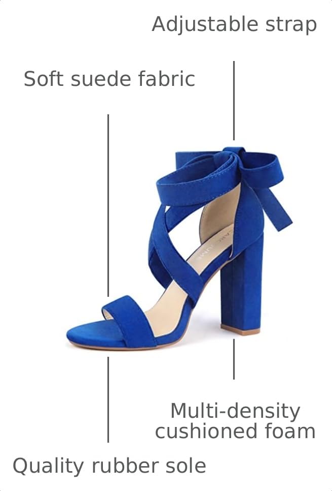 Image of Strappy Heels for Women Chunky Heels High Heeled Sandals with Lace Up Fahsion Casual Nude Block Heel Sandals