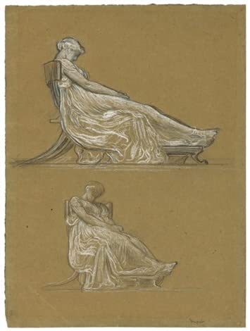 Tableau Due Studi Di Una Figura Seduta Leighton impression d'art sur toile d'exception
