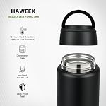 16oz Insulated Food Jar with Spoon, Stainless Steel, Black - Image 6