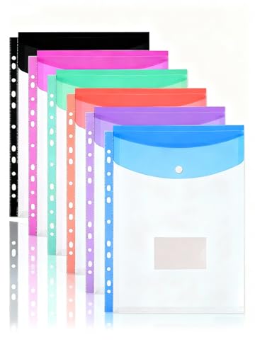 6 pièces de dossiers pour documents A4, 6 couleurs de dossiers, Dossiers imperméables avec 11 trous, Dossiers colorés pour organiser les documents, fournitures de bureau, pour papier, documents