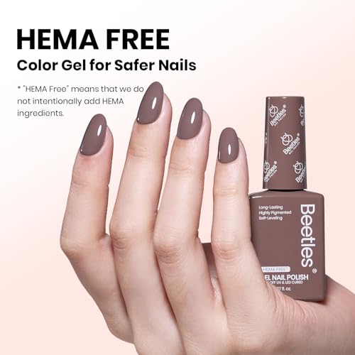 Image of Beetles Brown Gel Nail Polish - Latte Routine HEMA-Free Gel Polish Coffee Light Long-Lasting Soak Off UV LED Fall Nails Art Home Neutral Taupe Nail Color, 8ml