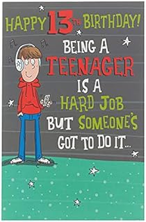 UK Greetings 13th Birthday Card For Him/Boy/Friend With Envelope - Funny Teenage Design