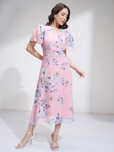Image of Tokyo Talkies Women's Short Sleeves V-Neck Printed Dresses | Stylish Dresses | Casual Dresses