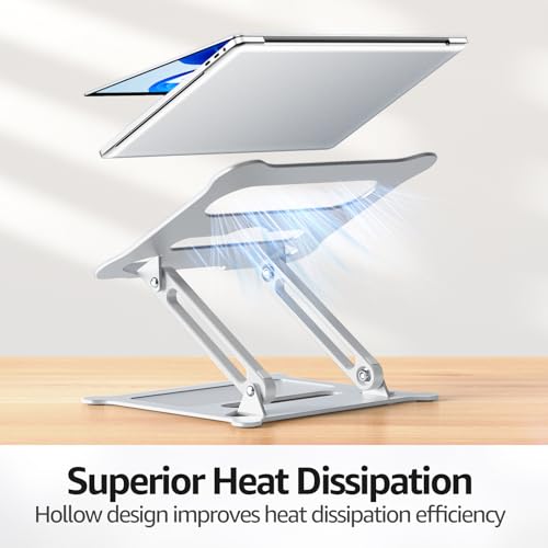 Image of Urmust Laptop Notebook Stand Holder Adjustable Laptop Stand Portable Computer Riser Compatible with MacBook Air Pro HP Dell XPS Lenovo All Laptops 10-15.6 inch(Silver)