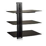 Suptek - Mensola sospesa in vetro temperato, per lettori DVD, TV box, console di gioco, accessori TV